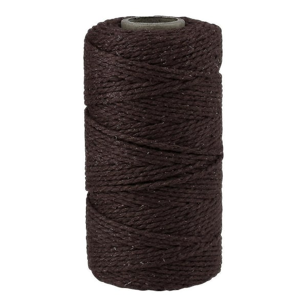 2mm 100m Bomuldsgarn Twine 8 Ply Solid Farve Ferie Dekorativ Tråd Til Diy Håndværk Gave Bage Indpakning Coffee 1 Pack