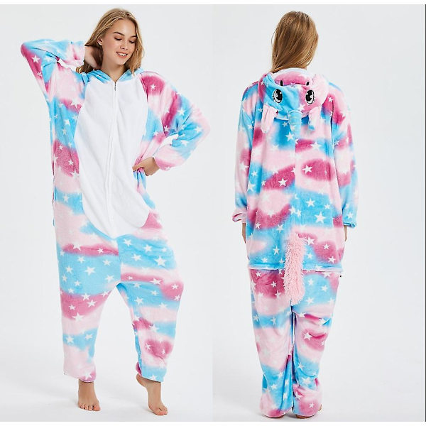 Unisex Flanell Djurpyjamas En-delad Nattkläder Hoodie Sovkläder Fest Cosplay Djur Siamesiska Pyjamas S