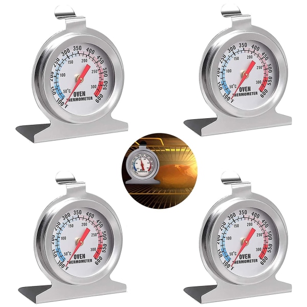 Stekeovnstermometer 4 stk Kjøkken Stekeovnstermometer Øyeblikkelig Avlesning 50-300c/100-600f Rustfritt Stål Skive Stekeovnstermometer