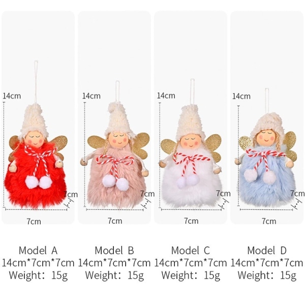 4pcs Christmas Tree Pendant Plush Angel Doll