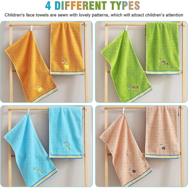 Paket med 4 ansiktshanddukar för barn 4 färger badhanddukar för barn Ansiktshanddukar i bomull för barn