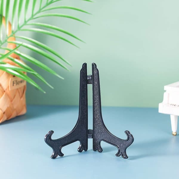 12 stk. 6 tommer plast staffelier plade display stande billede ramme stand holder, sort