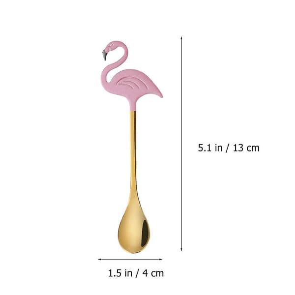 2 st Rostfria Kaffeskedar Flamingo Form Tesked Gold