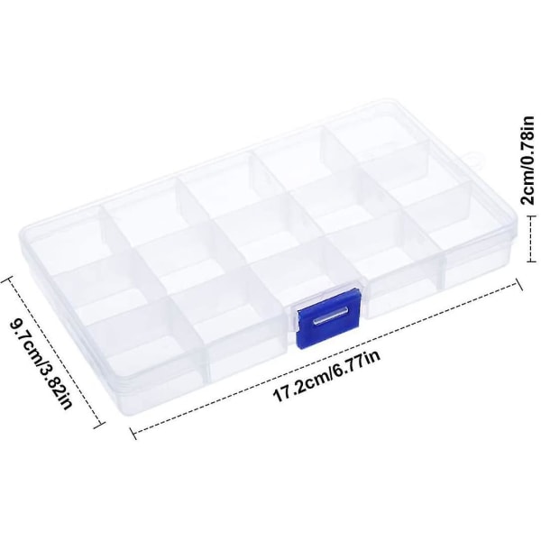 2st sortimentslåda Plast Små sorteringslådor för smådelar Transparent förvaringslåda med lock 15 fack Justerbar sortimentslåda Liten tom