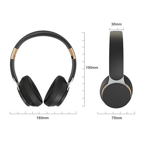Trådlöst sportheadset Bluetooth-headset Subwoofer Stereo hopfällbart headset Black