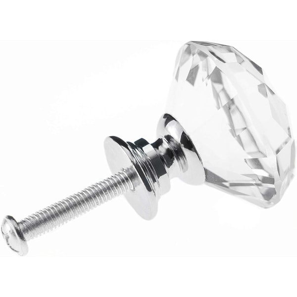 12-pack diamantformade kristallglas lådknoppar 40 mm Skåpsknoppar Draghandtag 40 mm, paket med 12, silver
