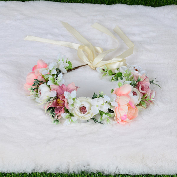 Handgjorda tygskalgirlanger vårkransar simuleringar blommor, växter hårhuvudprydnad girlanger