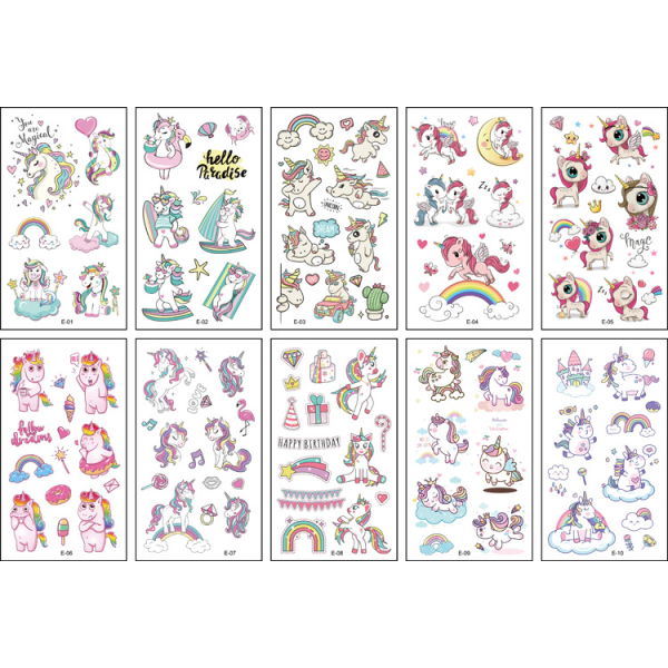 Unicorn Tattoo Sticker Kreativ tecknad barntatuering engångstatueringsklistermärke