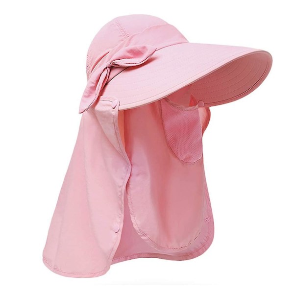 Solhette for kvinner Upf+50 Avtakbar klaff med bred brimme solbeskyttelse turluer Pink