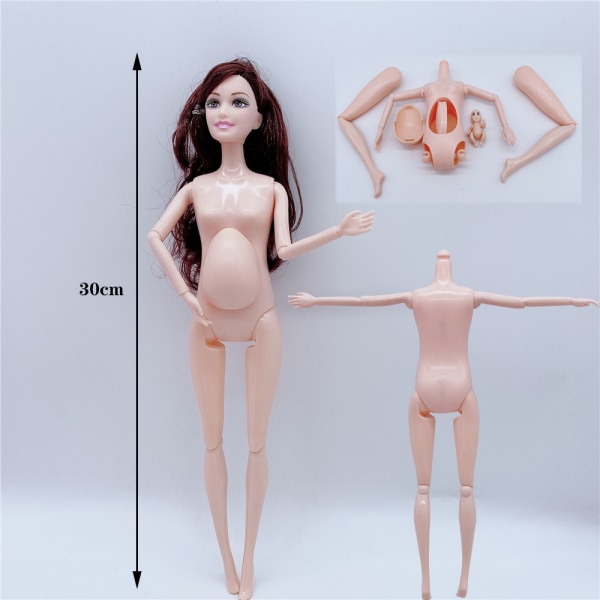 Gravid barbiedocka: gravida kvinnor har stora magar, föder barn, familj på fem presenter, älskar barnleksaker hemma