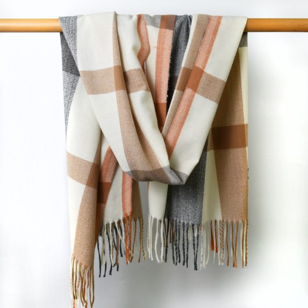 Moderne cashmere-halstørklæder til efterår og vinter, damer tørklæder, orange fortykkede varme kraver
