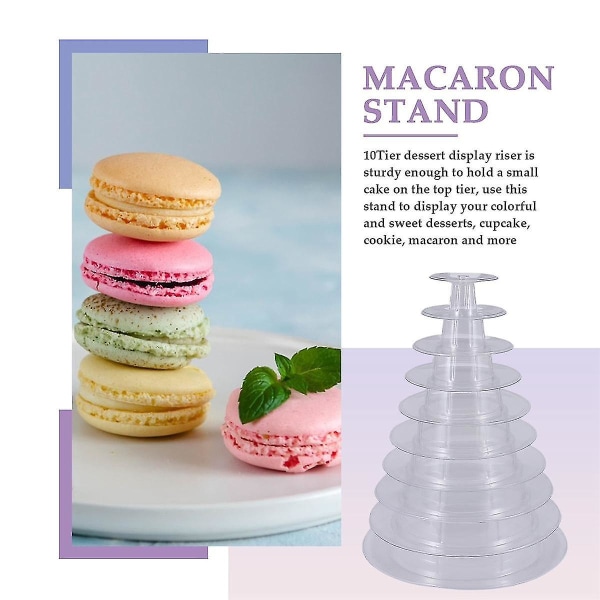 10-vånings cupcake-hållare stativ runt macaron-torn stativ genomskinlig kakdisplayställ för bröllop födelsedag