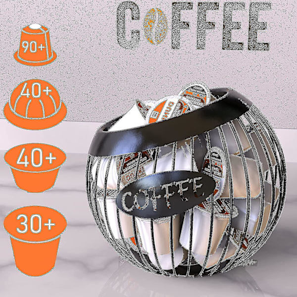 Kaffe Kapselholder, Stor Kapasitet Organizer For Alle Kaffe Kapsler, Kaffe Pod Kurv For Counter Kaffe Bar
