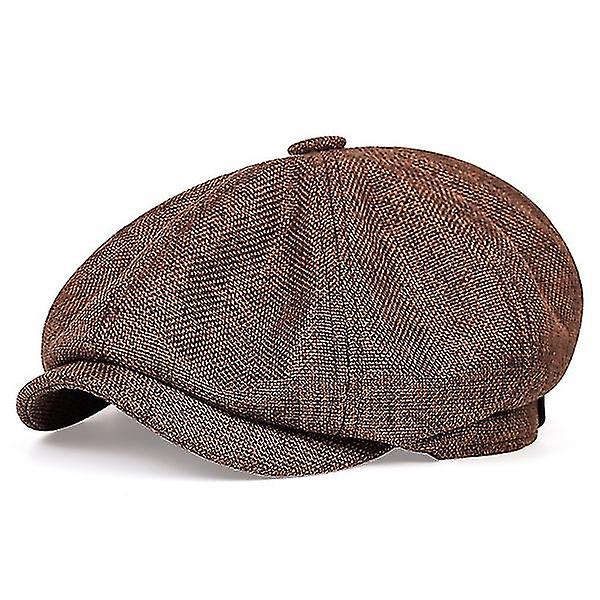 Avslappnad tidningspojkehatt Justerbar hatt Vår och höst Retro (brun)