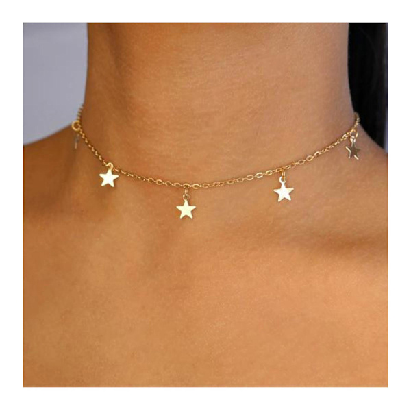 Gullstjerne Choker Halskjede for Kvinner Søt Halskjede for Tenåringsjenter Trendy Stjerne Halskjede Choker Justerbar