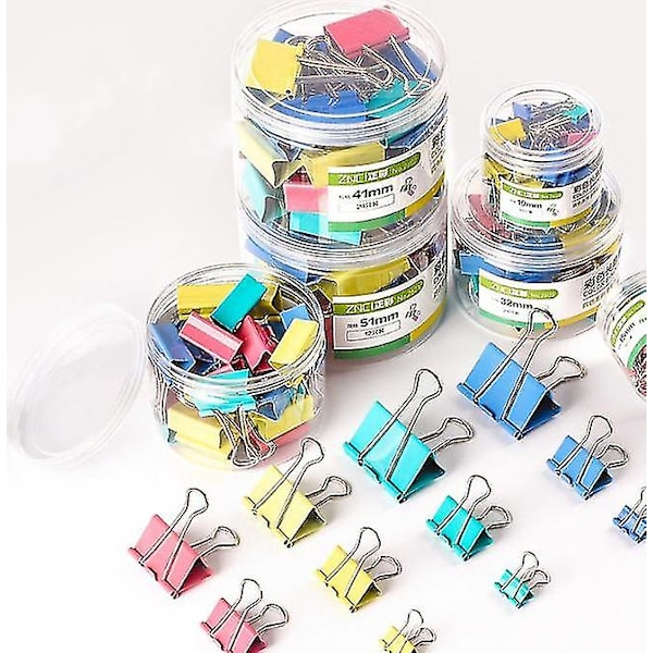 Metallklips med foldback i assorterte farger 48pcs*25mm
