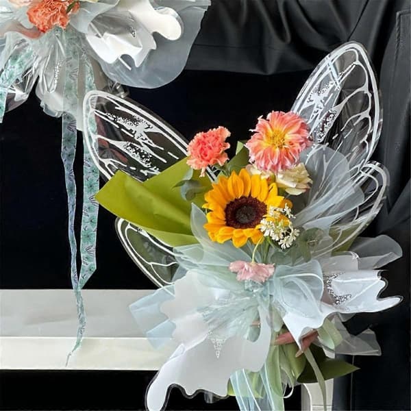 Fjärilsformad Blomsterpapper Vattentätt Bukettblomsterpapper Fjärilsformat Papper Guld