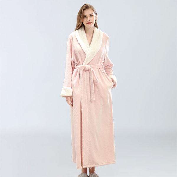 Naisten kylpytakki syksyn ja talven Yupao Brodeerattu LOGO Beauty Salon SPA Sweatshop Pyjama yöpaita, vaaleanpunainen, L