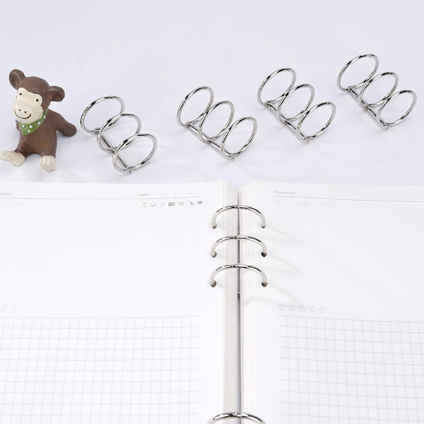 3-Ring Bogringe Metal Løsblade Binderinge 25mm Metal Ring Binder til Studie Kort Fotoalbum Scrapbog Ark 6 Stykker Sølv