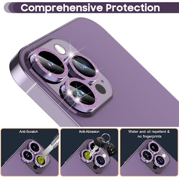 Bakre kameraskydd för iPhone 14 Pro/14 Pro Max Fotobeskyddare, Härdat glas + Aluminiumlegering Kameraskydd för iPhone 14 Pro/14 Pro Max