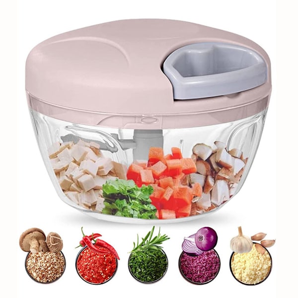 Grön manuell hackare, 500 ml 3 rostfria stålblad, kökslökhackare Multi-hackare för grönsaker, kött, lök, vitlök, barnmatmalning