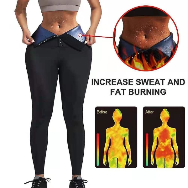 Sauna Sweat Pants For Women High Waisted Slimming Shorts Hot Thermo Workout Leggings - Thick Waist Blue Film Coated Trousers(size:l)