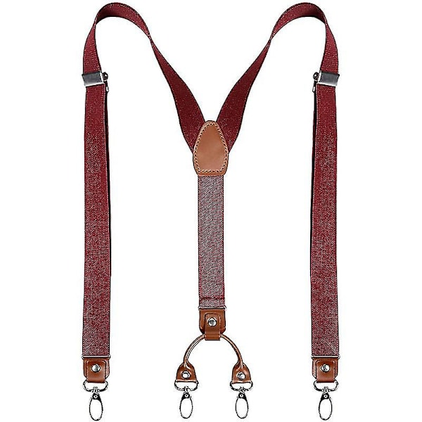 Herrar 4 Metallklämma Elastiska Bredhängslen Både Casual Och Formell Red