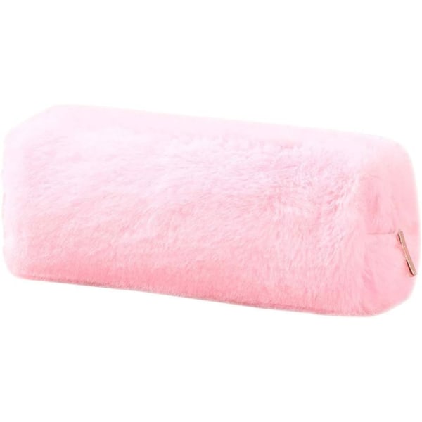 Fluffy plys penalhus til papirvarer, møntpung, makeuptaske til teenagere, piger, drenge, studerende (lyserød)