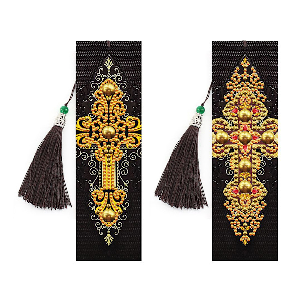 Paket med 5D diamantmålning bokmärken, läder tofsböcker