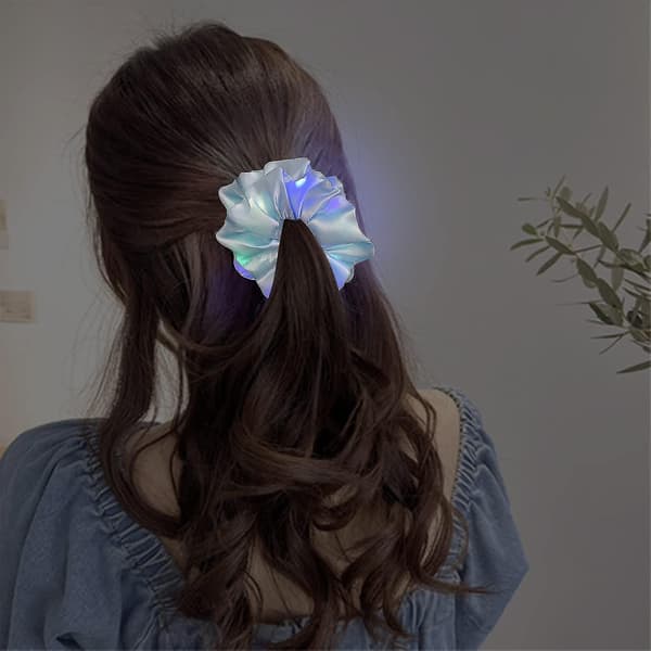 2 stk. lysende hårstrikk, LED-scrunchie hårbånd Tie-dye hårringbånd Kvinners lysende hårtilbehør til bursdagsfest A