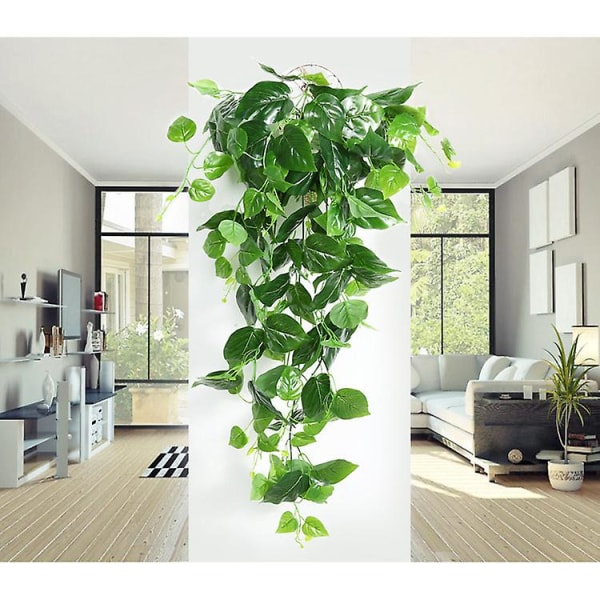 Kunstig plante lim blad væg hængende dekoration vin falsk grøn plante blade B