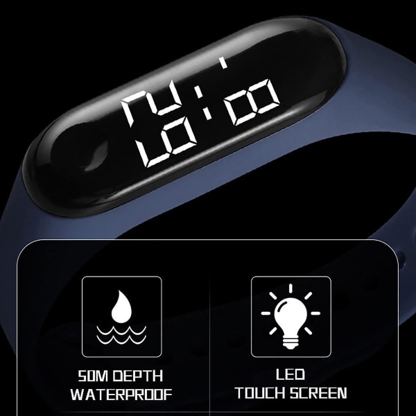 1 st Fashion Digital Led Sportklocka Unisex Silikon Armband Armbandsur Män Kvinnor Mode Enkelt Black