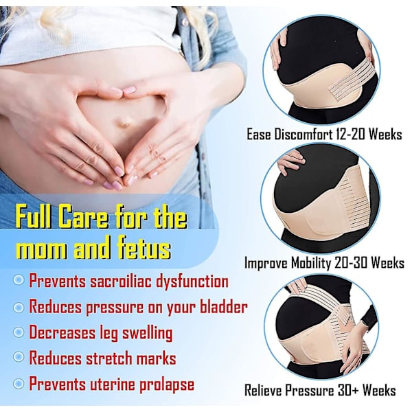 Maternitybälte Graviditetsbälte Magband Midjeband Ryggbälte Magbälte Stöd Stöd, Beige, One Size