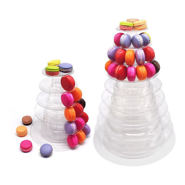 Macaron kake display stativ 6-lags rund plast kake tårn stativ, bursdag bryllup konditori stativ