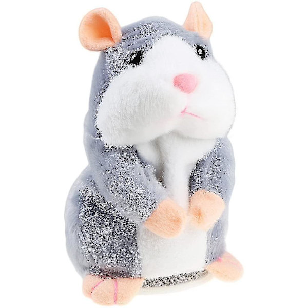 Pratande Hamster Plyschleksak Upprepa Vad Du Säger Rolig Barn Stoppad Interaktiv Leksak Gray