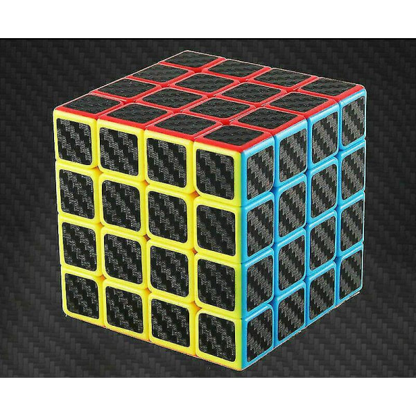 Kolfiber kubisk kolfiber klistermärke Speed ​​Cube med svart klistermärke pussel 4x4x4