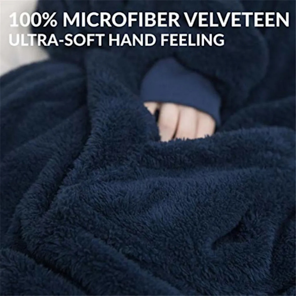 Vinter hættetrøje tæppe til kvinder, Oversized fleece tæppe med ærmer, Stor lomme, Varm tyk TV tæppe, Par kjole, Grå, One Size