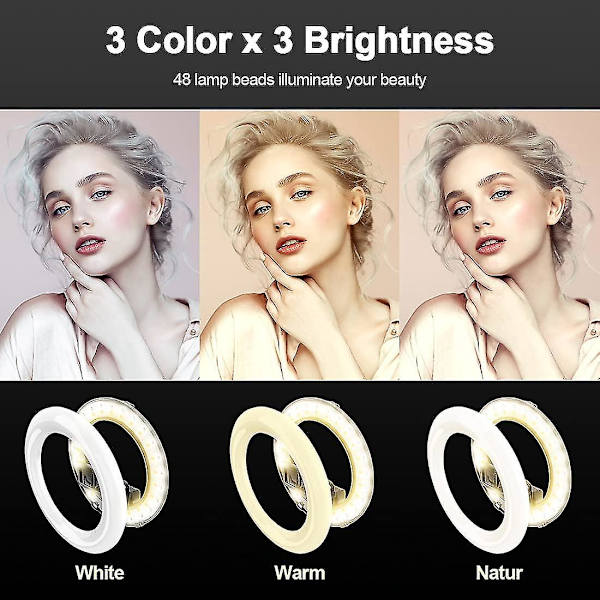 Selfie Ring Light med stativ Bluetooth fjernkontroll 6,3\" Ring Light