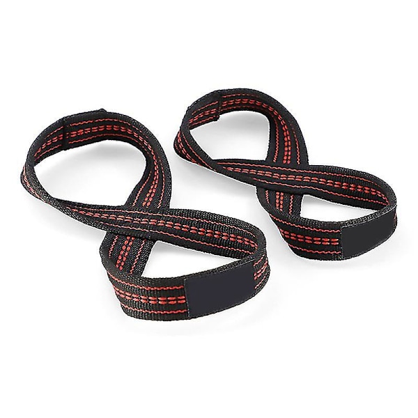 2 st Figure 8 Viktlyftningsremmar Marklyft handledsrem Dragkedjor handledsstöd Gym S