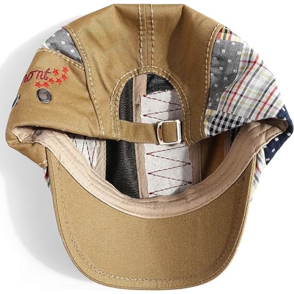 Herrar Beret Sommar Dragkedja Hatt Andningsbar Newsboy Flat Cap Flerfärgad Herrkeps Dagligt Liv Tillbehör，Khaki