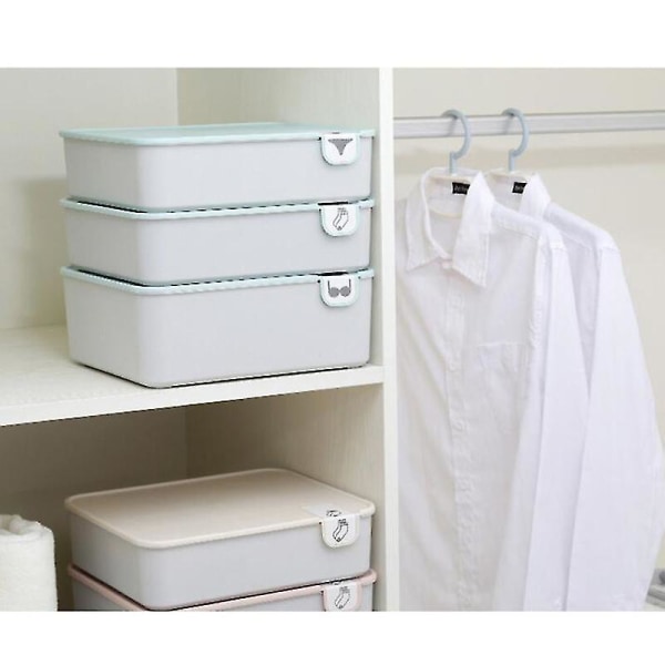 Förvaringslåda för hemkläder med fyrkantig organizer för underklädersbehållare för strumpor BH-kalsonger (med blått cover, 10 fack)