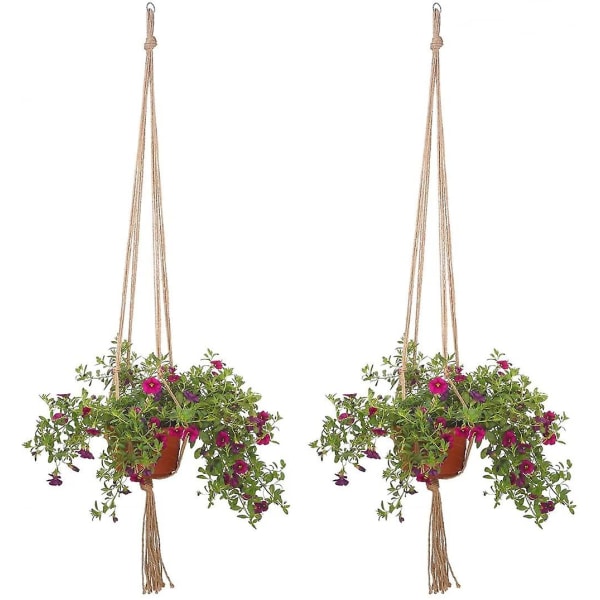 5 stk Plantehenger Blomsterplantholder Henge Naturvev Hamptau Nett Blomsterpotte Hengekurv Nettpose-105cm