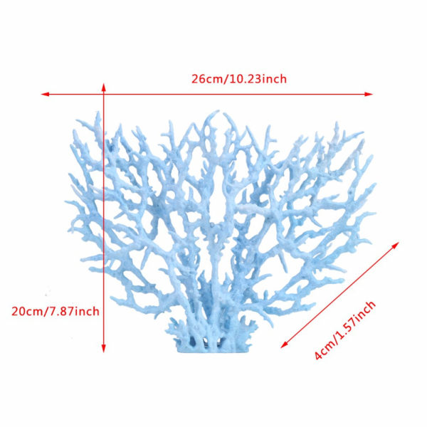 Kunstig akvariekoralldekorasjon plast fisktankplantedekorasjon akvarielandskap blå, stor størrelse