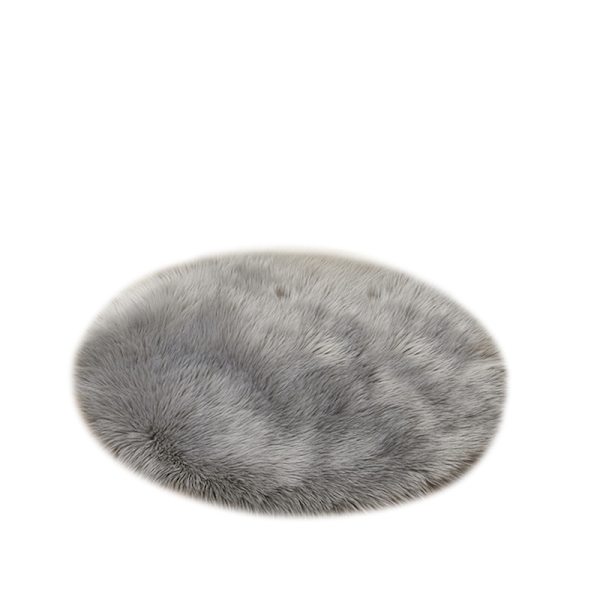 Hequn syntetisk saueskinn, behagelig følelse som ekte ull imitert pels teppe, imitert luksus ull sofa pute sete pute rund grå, 60x60 cm