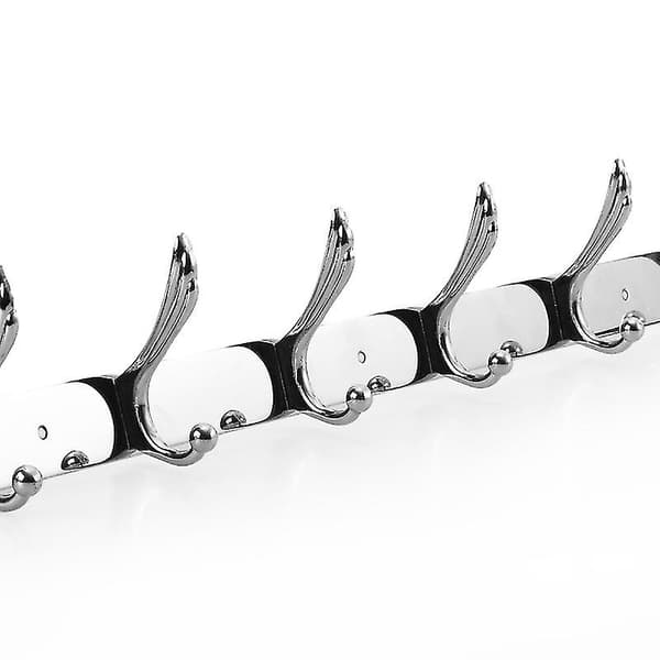 Väggmonterad rostfri krok hänge rack 6 krokar för handduk hatt kläder kappa (silver)
