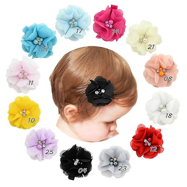12 kpl Ihastuttavat Diy Lasten Hiussoljet  Helmi Kristalli Chiffon Kukka Hiussolki