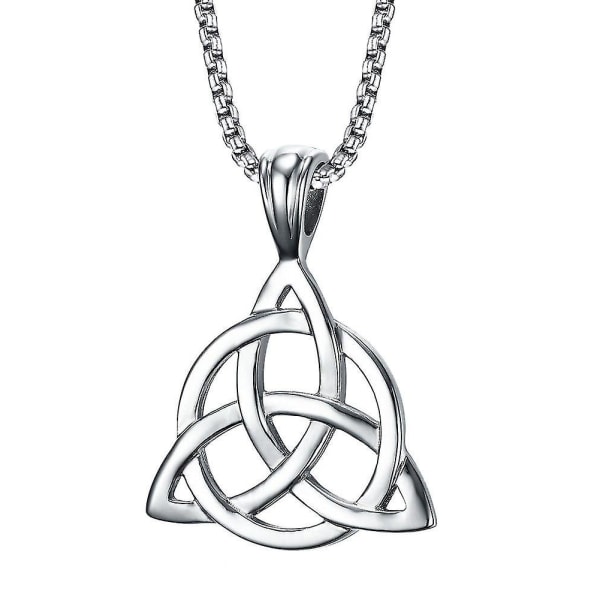 Enkel Lucky Trinity Knot-anheng i rustfritt stål, trekantformet trippel knuteanheng, halskjede for menn