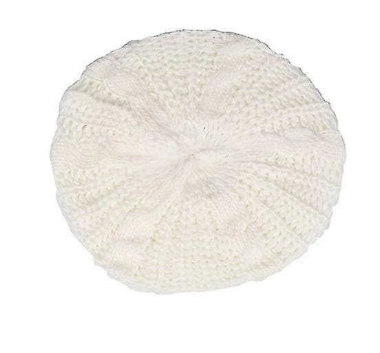 Damer Casual Plain Stickad Beanie Visor Mössa Skid Vinter Varma Skiss Mössa beige