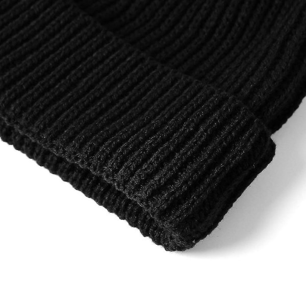 Vinter Beanie Varme Manchet Huehættede Hue Vinter Hue Sort Black