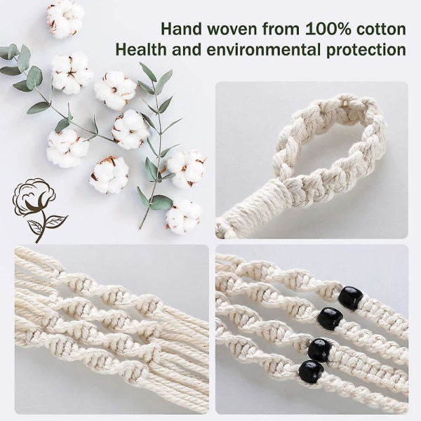 2 st Macrame växt hängare vit handgjord bomullsrep inomhus utomhus hängande växtkruka 25